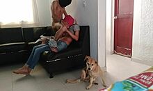 Stepsister Puts On Mask And Helps In The Living Room, Homemade Family Moment