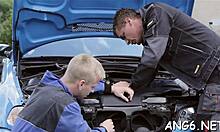 electrifying doggy position pounding with ball licking