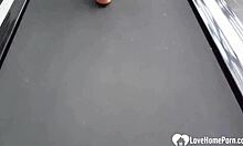 Hot tattooed stepsister fingers herself to orgasm at gym