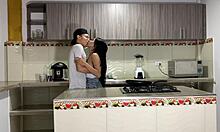 hot homemade sex in the kitchen, ending with tons of cum 😍