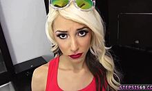 Voyeur Watches Boss's Shower With Suspended Step Sis