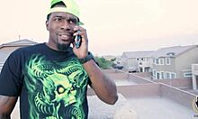 Black babe rides big cock in lingerie