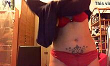 weird alternative doll gets shiny massage with oil on curvy body