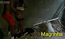 Skinny teen fucks black guy in abandoned house