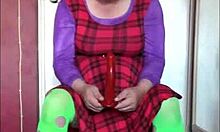 shy crossdresser tries homemade dildo