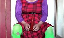 shy crossdresser tries homemade dildo