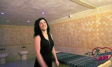 Sabrina, the hot brunette, craves wild banging with eager guys