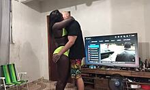 Gas deliverer brings gas to pornstar Fernanda Chocolate's house, and look what happened.