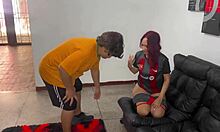 my esposo blindfolds mi mujer so mi amigo can bang her for dinero, oops