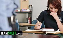 Cummy Mouth Teenager Bent Over for Hardcore Uniform Fuck