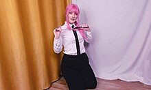 makima enjoying all holes filled and facial cum in cosplay