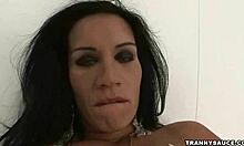 Sexy Brunette Shemale Honey Plays Alone