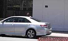 babe punished while waiting for taxi as naive tourist