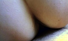 big butt milf's perky tits get cumshot on belly