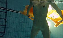 Nastya strips naked and flaunts her hot body in the pool