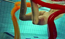 Nastya strips naked and flaunts her hot body in the pool