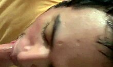 In this gay scene, he deepthroats a big cock and swallows cum eagerly