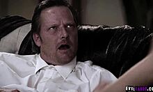 dick chibbles, the old guy, loves fucking that fresh young teen pussy with his monster cock, bending her over for cumshot