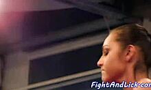 European lesbian amateurs wrestle on the floor while performing pussylicking and muff diving