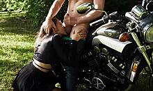 Fucking Outdoors with Stranger on Motorbike in Public View