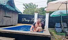 I got my horny Asian wife to squirt hard in a public pool