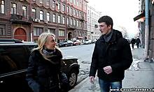 Casual teen sex sparks with Chloe, her shaved pussy getting hardcore blowjob and cumshot in amateur European scene.