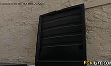 blonde teen sucking cock in pov, feeling so excited with handjob and blowjob outdoors