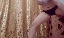 big tits babe gives private dance showing off her wet pussy and shaved ass in close-up