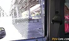 blonde teen sucking cock in pov, feeling so excited with handjob and blowjob outdoors