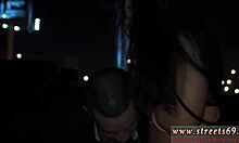 Bruno drags Sabrina on gravel roof with teen ass dildo