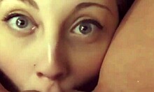 pretty eyes licks girlfriends pussy passionately 😍