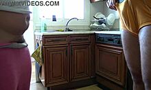 Horny teen fucks bent over in kitchen