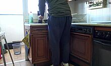 Horny teen fucks bent over in kitchen