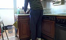 Horny teen fucks bent over in kitchen