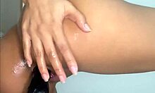 18 years old riding black dildo until it comes?