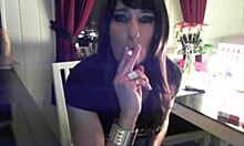Goth Tranny Strokes Her Cock on Webcam! So Sexy!