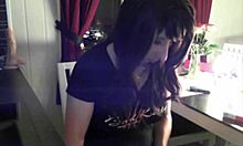 Goth Tranny Strokes Her Cock on Webcam! So Sexy!