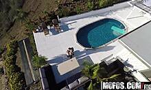 olivia austin rides country style with drone hunter watching