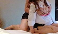 Home Made Busty Asian Beauty Caressed in Red Underwear Before Cowgirl Climax