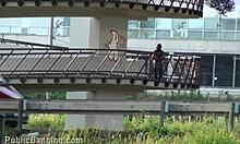 Blonde teen in public orgy