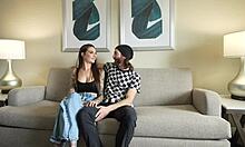 Boyfriend experiences his first double blowjob with friends