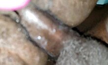 couple makes homemade creampie with condom and cum