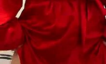 Brunette In Red Lingerie Plays With Herself