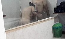 horny latina bent over in hotel bathtub sucking and riding