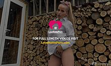 Hot Blonde Milf Masturbates With Toys Near Cut Logs