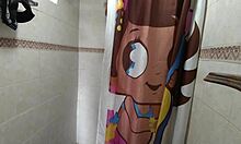 Asking stepsister for favor leads to bathroom fucking and cum on tits