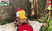 This is the best Christmas romantic farmyard Nigerian sex scene in the garden, hardcore and shaved