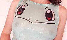 latina stepsister in shower, showing small tits and bathing