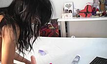 Big Tits Brunette Erika Rides a Massive Dildo on Webcam