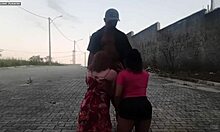 pretty girl takes big black cock in street orgy